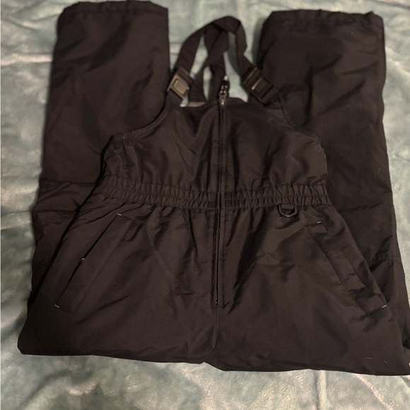 Lands' End Kids Squall Snow Bibs Ski Overalls Black size 12 Insulated. - Picture 1 of 7